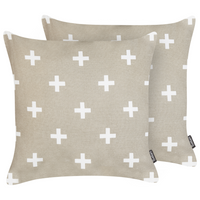 Set di 2 cuscini decorativi in cotone tortora 35 x 50 cm stile moderno soggiorno