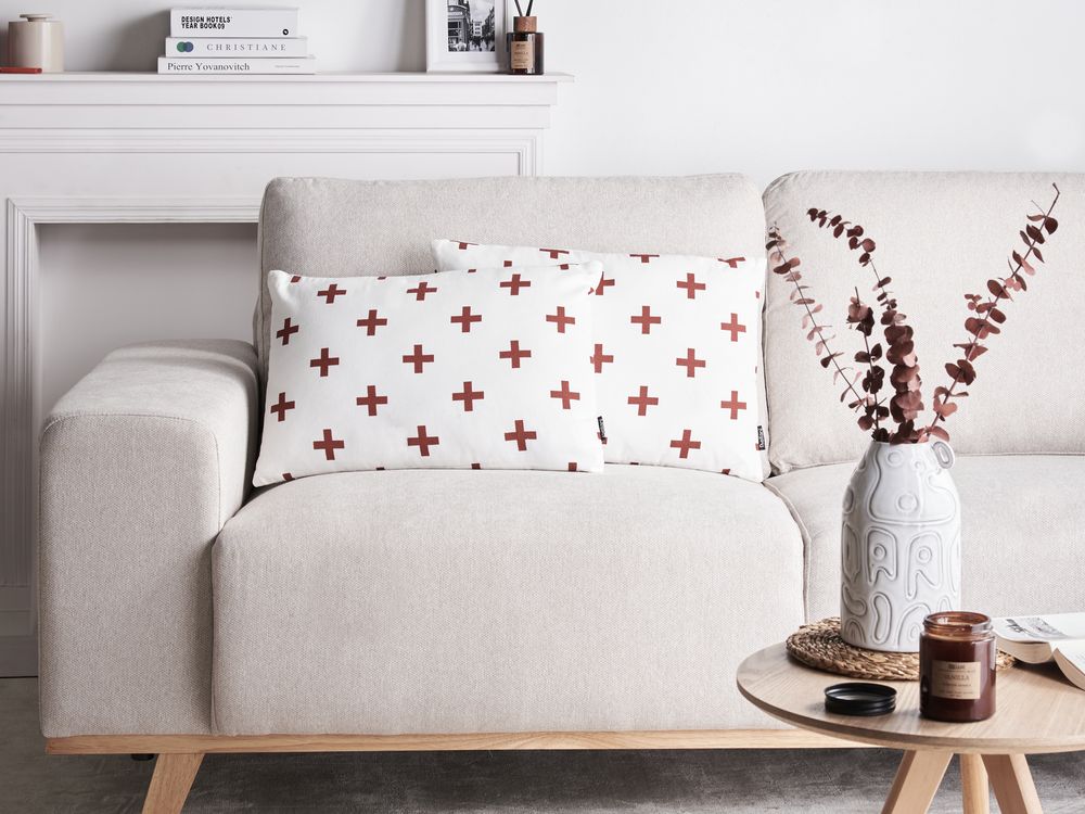 Set di 2 cuscini decorativi in cotone bianco 35 x 50 cm stile moderno soggiorno