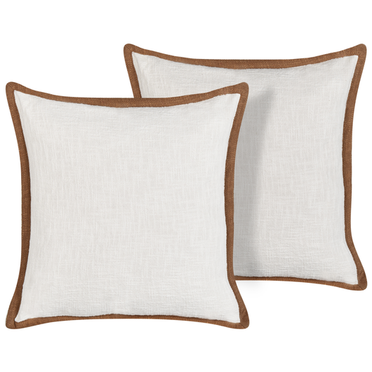 Set di 2 cuscini in cotone quadrato bianco sporco 45 x 45 cm stile classico