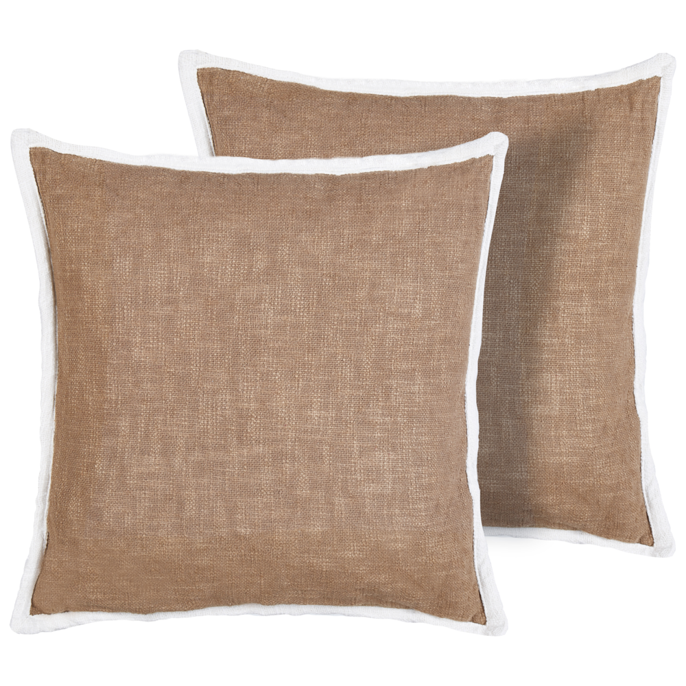 Set di 2 cuscini in cotone quadrato marrone 45 x 45 cm stile classico