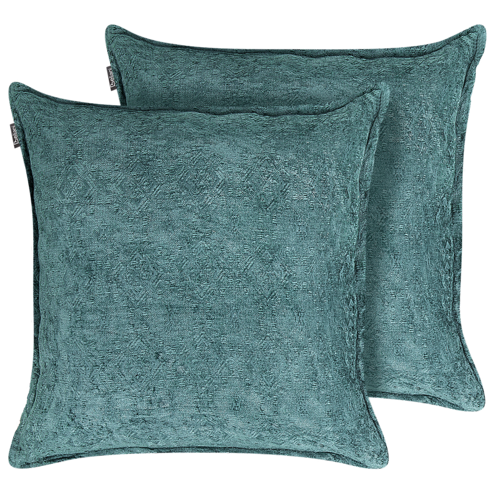 Set di 2 cuscini decorativi quadrati blu 50 x 50 cm stile classico