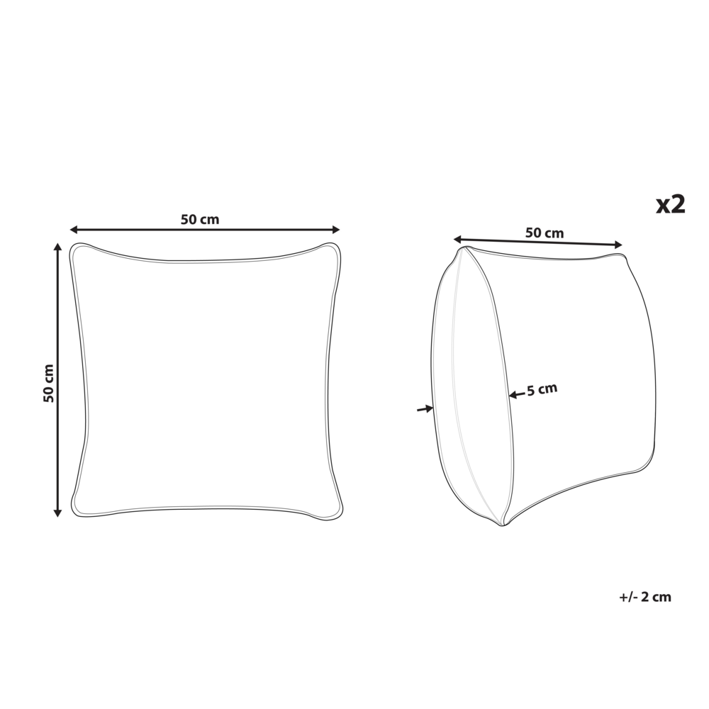 Set di 2 cuscini decorativi quadrati blu 50 x 50 cm stile classico