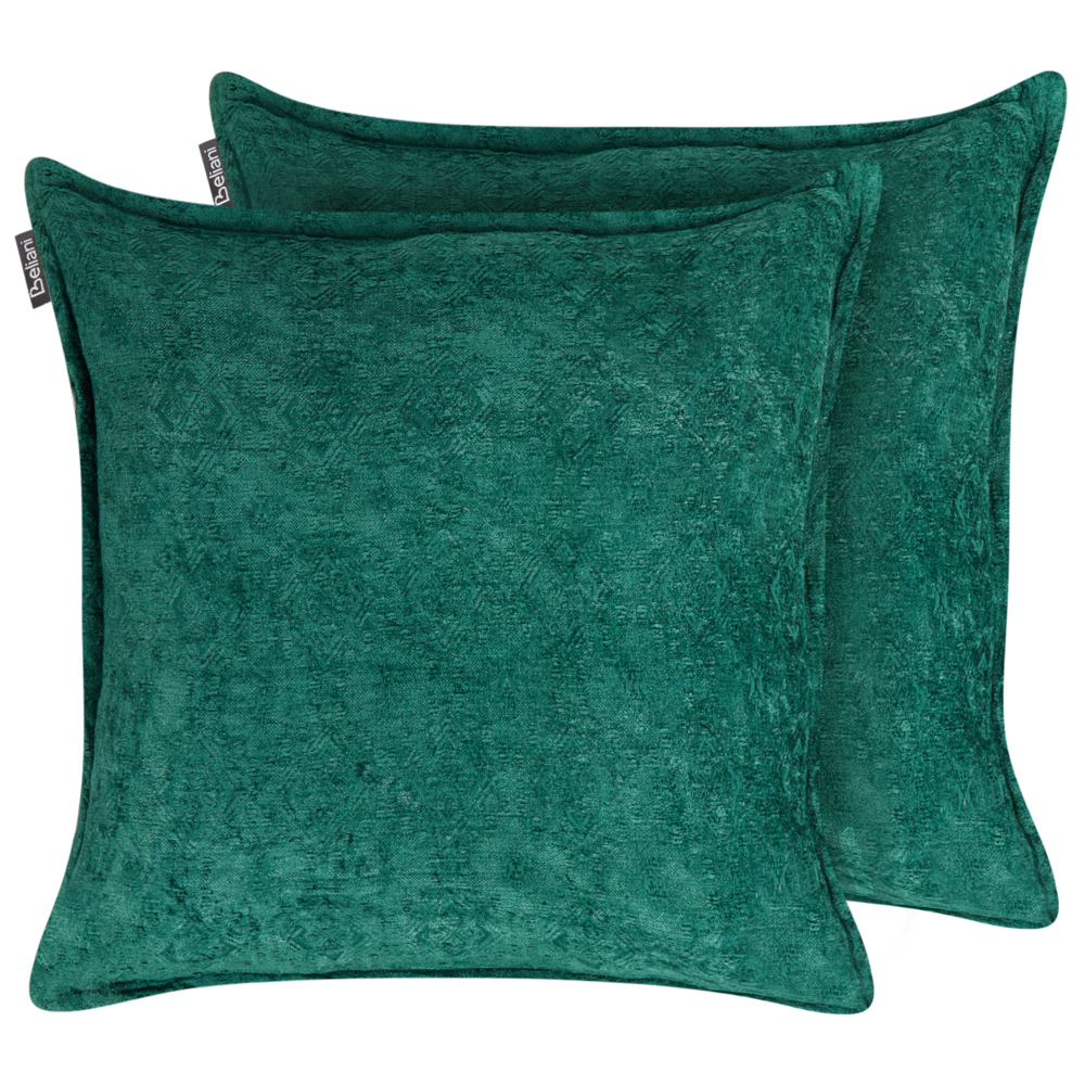 Set di 2 cuscini decorativi quadrati verde 50 x 50 cm stile classico