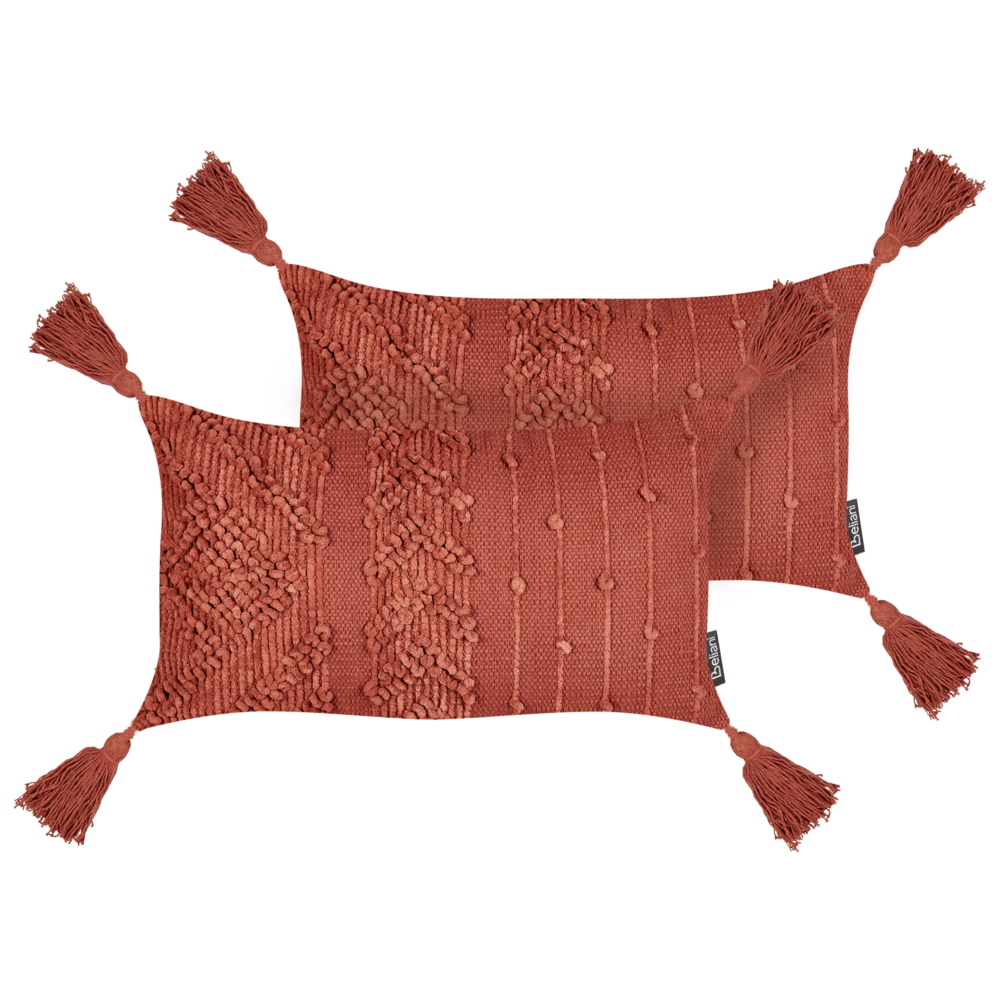 Set di 2 cuscini decorativi in cotone rosso 30 x 50 cm Cuscino decorativo Set di 2