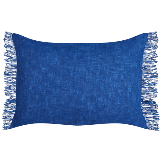 Set di 2 cuscini decorativi blu marino in cotone 35 x 50 cm con frange
