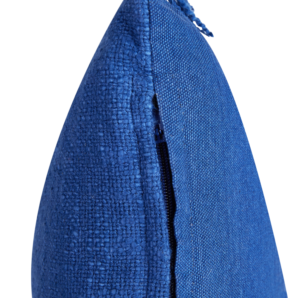 Set di 2 cuscini decorativi blu marino in cotone 35 x 50 cm con frange