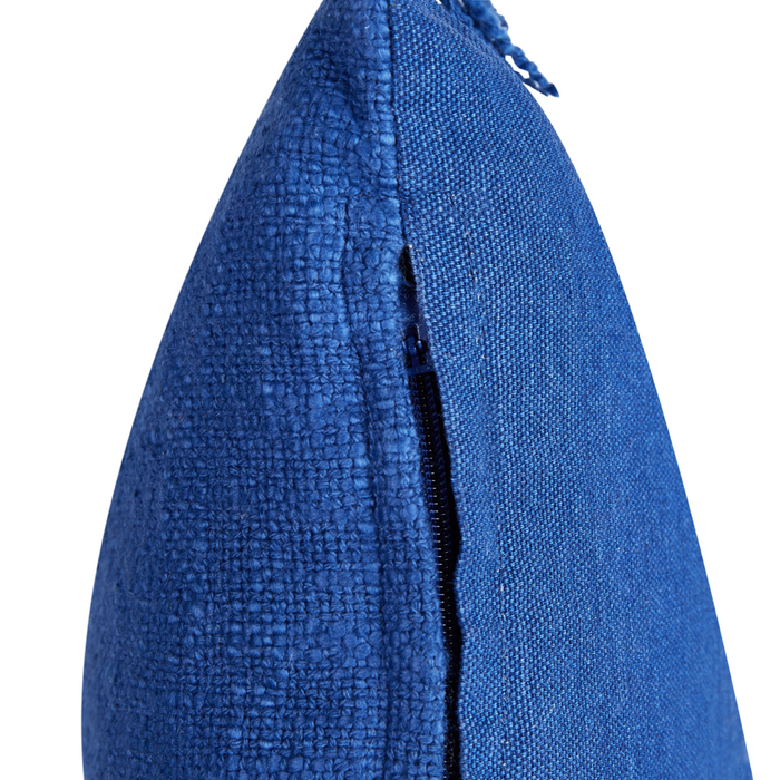 Set di 2 cuscini decorativi blu marino in cotone 35 x 50 cm con frange