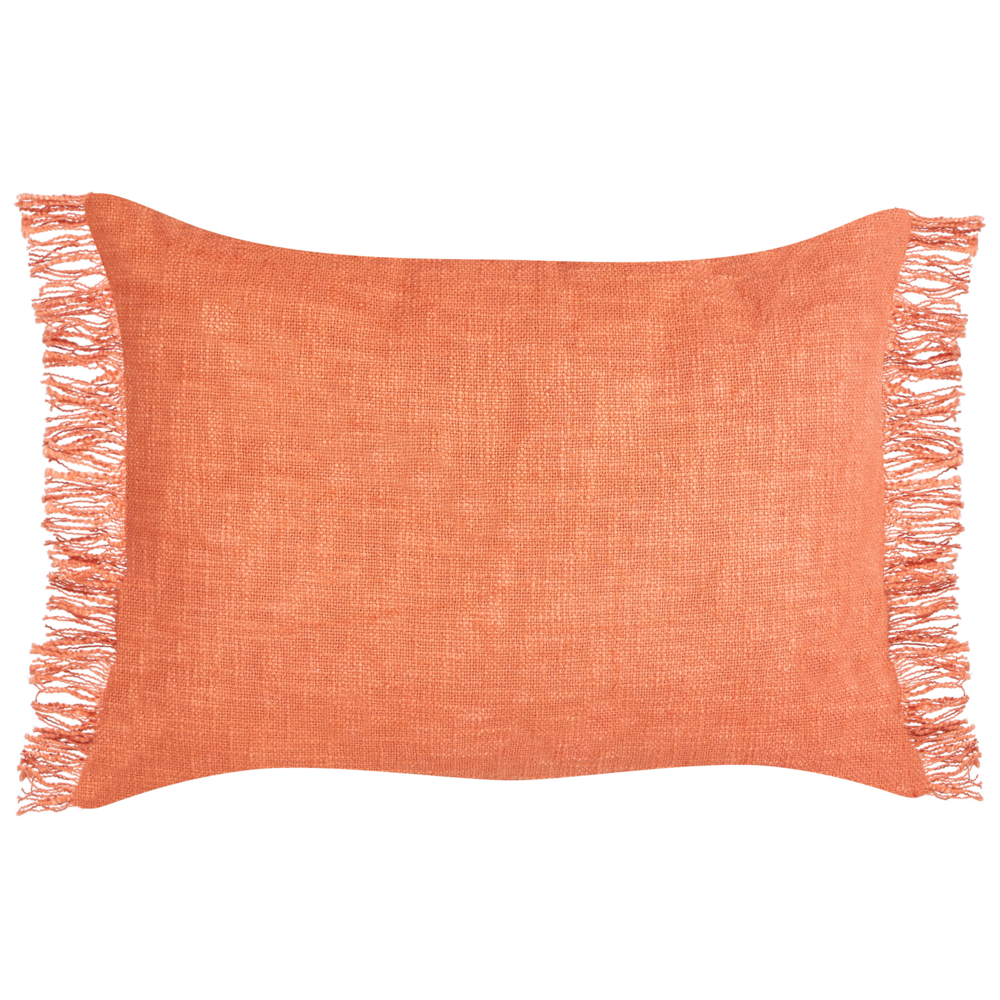 Set di 2 cuscini decorativi arancione in cotone 35 x 50 cm con frange