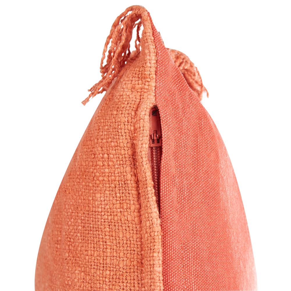 Set di 2 cuscini decorativi arancione in cotone 35 x 50 cm con frange