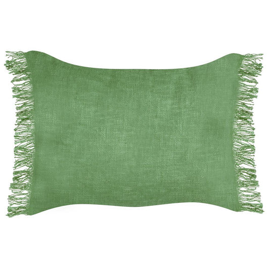 Set di 2 cuscini decorativi verde in cotone 35 x 50 cm con frange