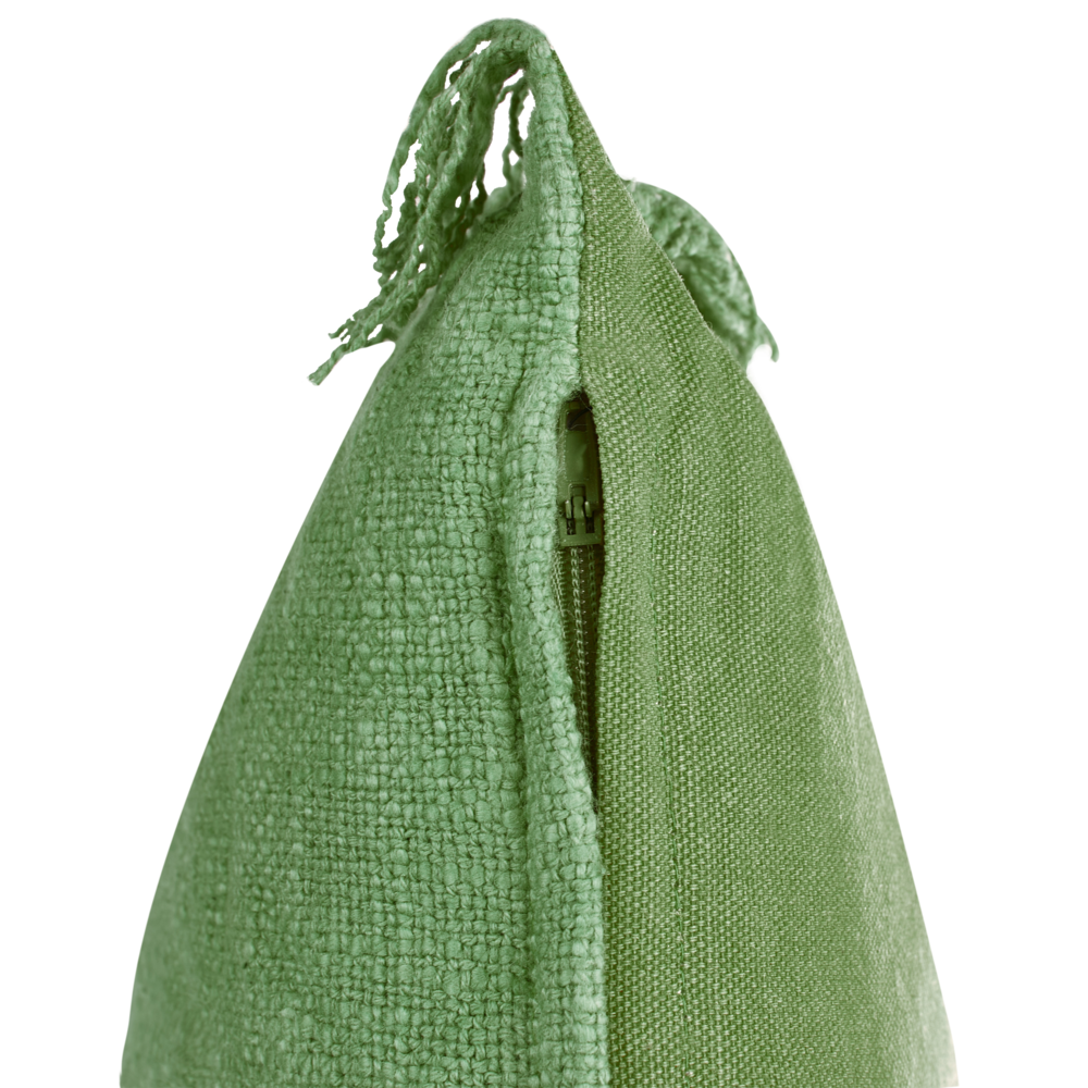 Set di 2 cuscini decorativi verde in cotone 35 x 50 cm con frange