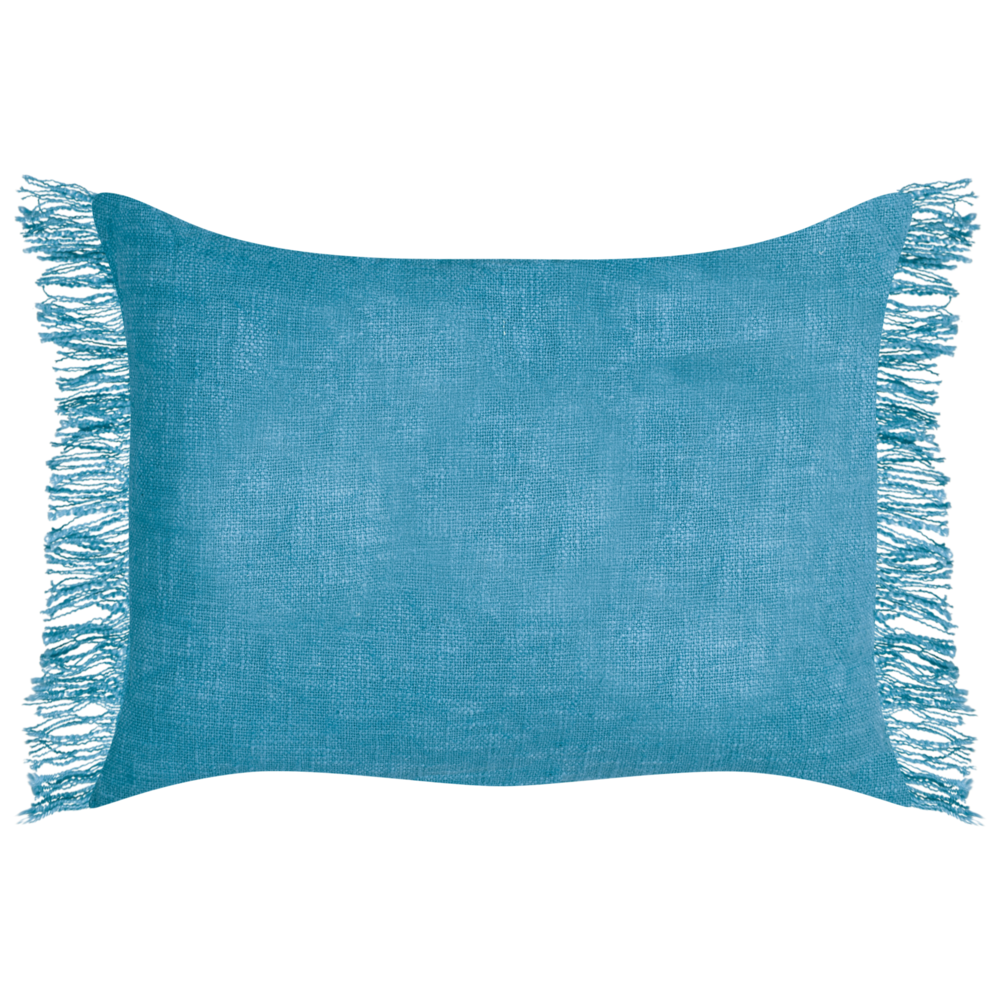 Set di 2 cuscini decorativi azzurro in cotone 35 x 50 cm con frange