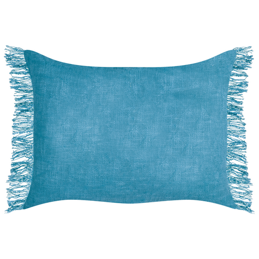 Set di 2 cuscini decorativi azzurro in cotone 35 x 50 cm con frange