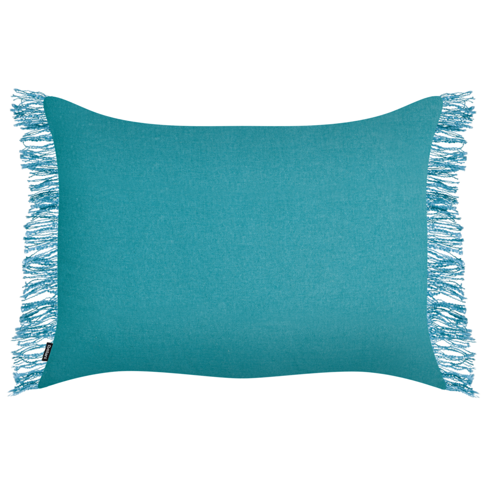 Set di 2 cuscini decorativi azzurro in cotone 35 x 50 cm con frange