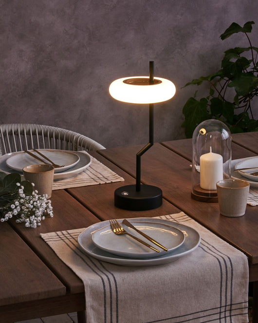 Lampada da tavolo in alluminio nero senza fili per interni ed esterni stile moderno