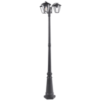 Lampione a 3 luci Lampada da sentiero nera Paralume sintetico in alluminio Illuminazione esterna da giardino Design moderno