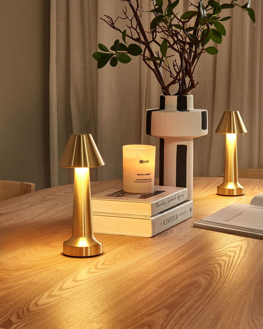 Set di 2 lampade da tavolo in ferro oro camera da letto soggiorno