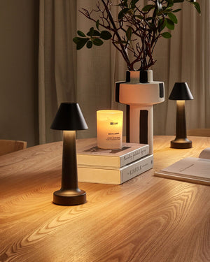 Set di 2 lampade da tavolo in ferro nero camera da letto soggiorno