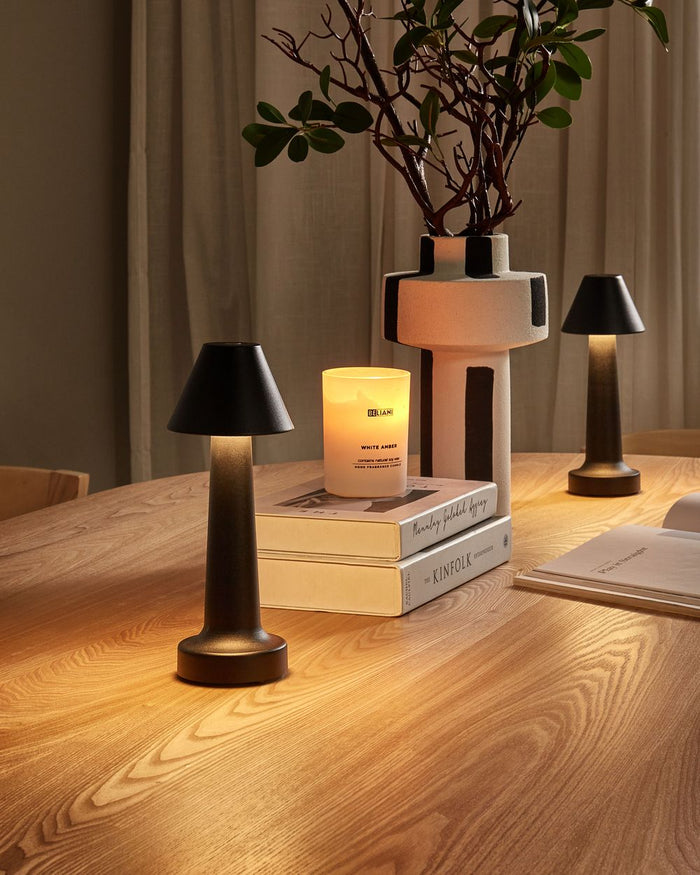 Set di 2 lampade da tavolo in ferro nero camera da letto soggiorno