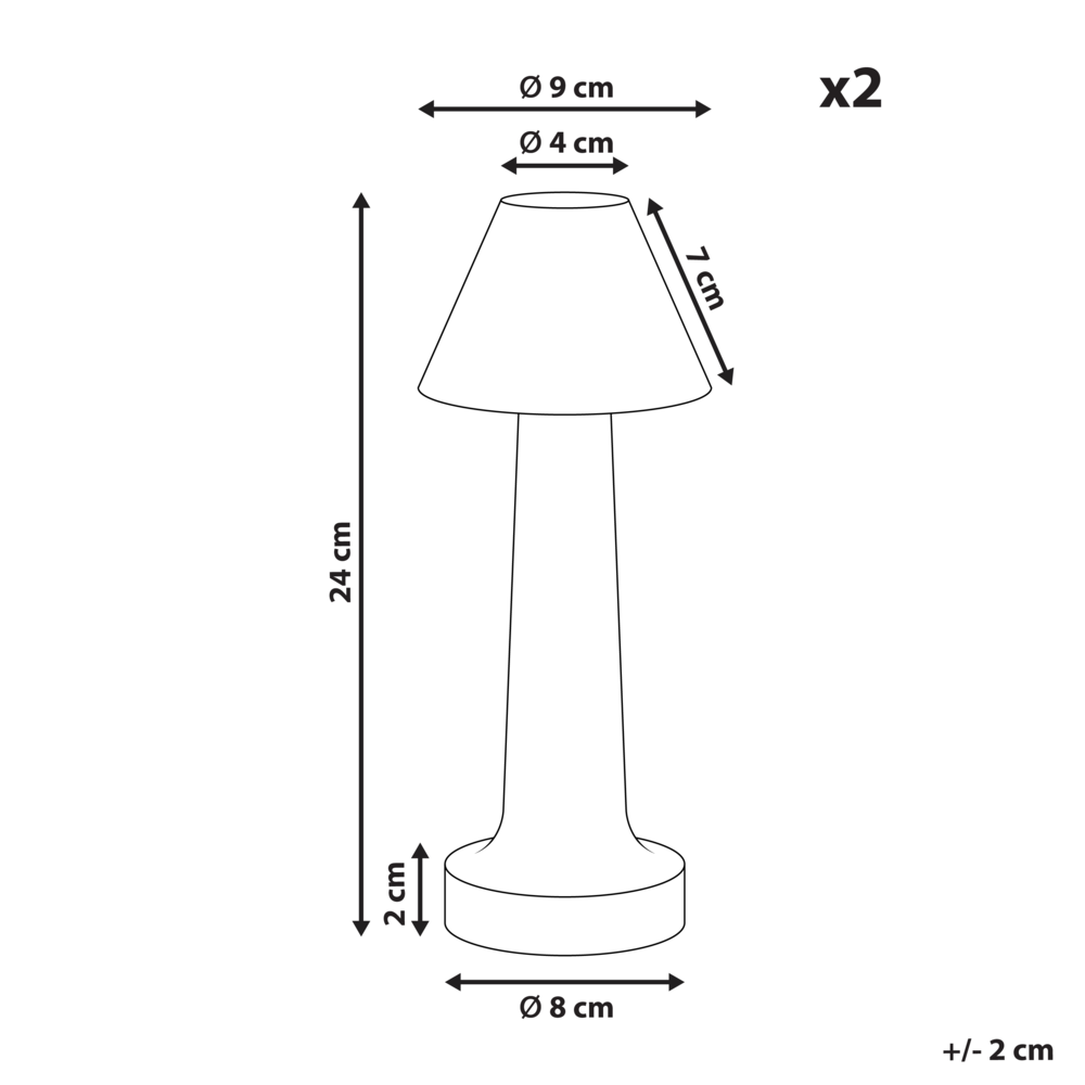 Set di 2 lampade da tavolo in ferro nero camera da letto soggiorno