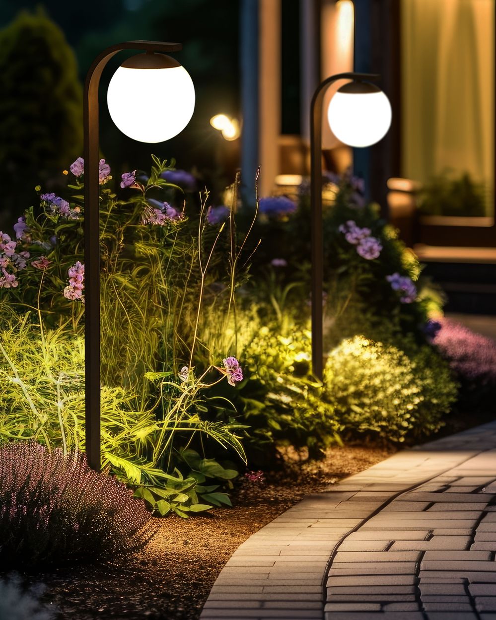 Lampione Dissuasore di luce in alluminio nero da 105 cm Lampada da giardino per esterni Illuminazione di design moderno