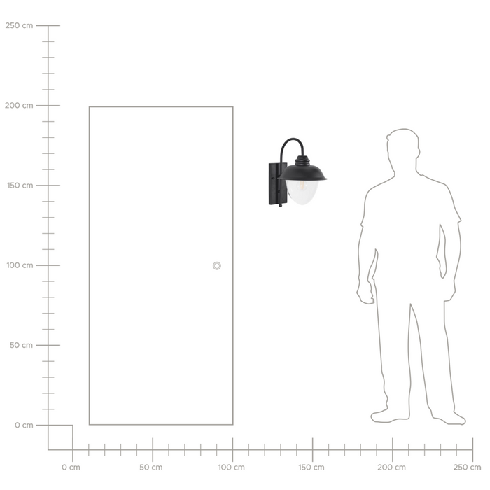 Lampada da parete per esterni Lampada da parete nera Sconce in metallo ferro vetro opaco Design moderno Giardino del patio