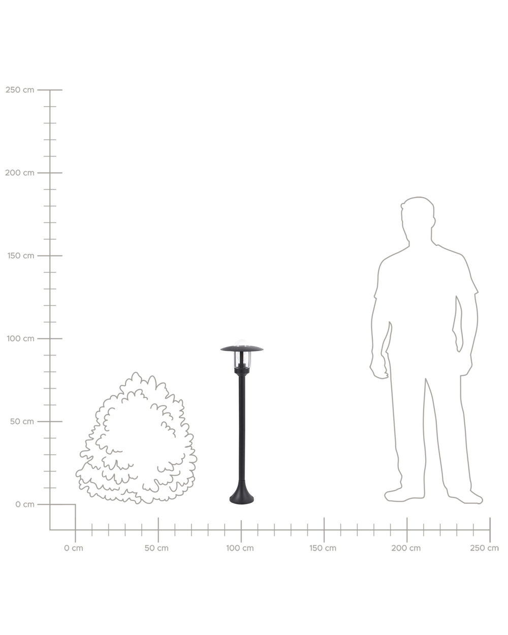 Lampione in alluminio nero 98 cm Lampada da sentiero Illuminazione da giardino per esterni Design moderno