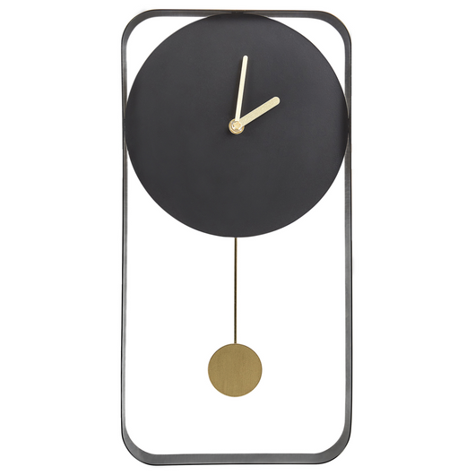 Orologio da parete da appendere 21 x 40 cm Design moderno e minimalista con pendolo decorativo senza numeri Acciaio nero Servoz