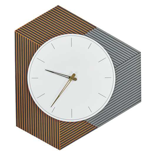 Orologio da parete bianco con metallo MDF grigio e arancione 52 x 60 cm Design senza numeri Decorazione per il soggiorno