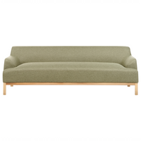 Divano a 3 posti in tessuto verde con gambe in legno stile elegante soggiorno