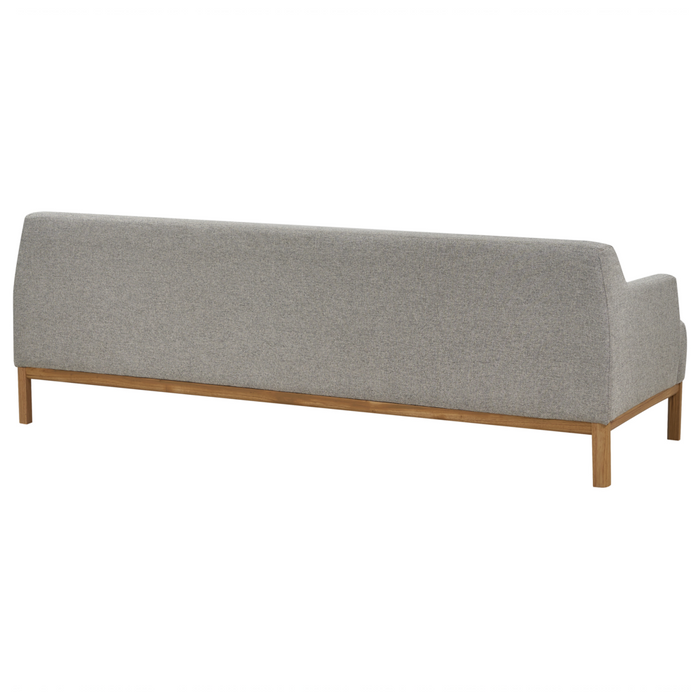 Divano a 3 posti in tessuto grigio con gambe in legno stile elegante soggiorno