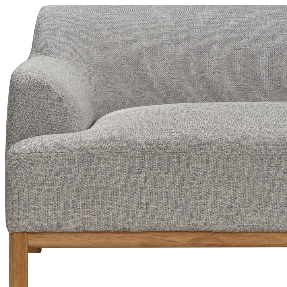 Divano a 3 posti in tessuto grigio con gambe in legno stile elegante soggiorno