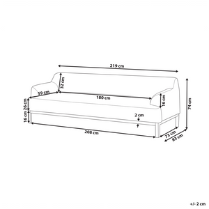 Divano a 3 posti in tessuto tortora chiaro con gambe in legno stile elegante soggiorno