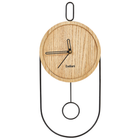 Orologio da parete in legno chiaro MDF metallo 20 x 45 cm Design senza numeri Pendolo Decorazione per il soggiorno