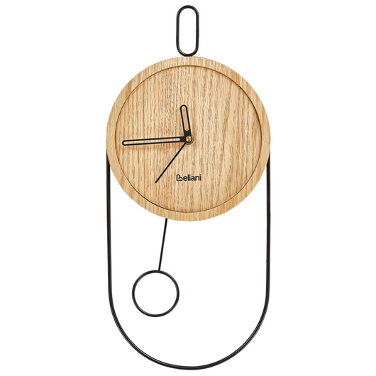 Orologio da parete in legno chiaro MDF metallo 20 x 45 cm Design senza numeri Pendolo Decorazione per il soggiorno