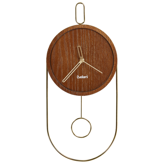 Orologio da parete in metallo MDF legno scuro 20 x 45 cm Design senza numeri Pendolo Decorazione per il soggiorno