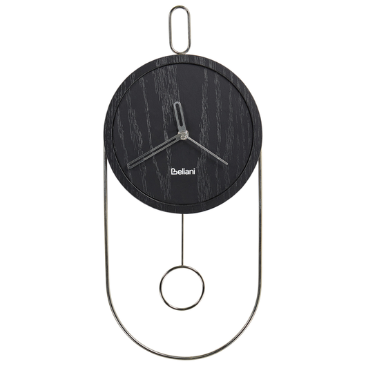 Orologio da parete in metallo MDF nero 20 x 45 cm Design senza numeri Pendolo Decorazione per il soggiorno