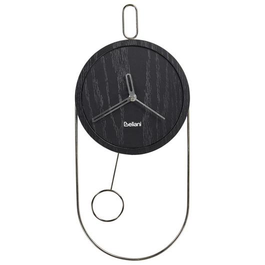 Orologio da parete in metallo MDF nero 20 x 45 cm Design senza numeri Pendolo Decorazione per il soggiorno