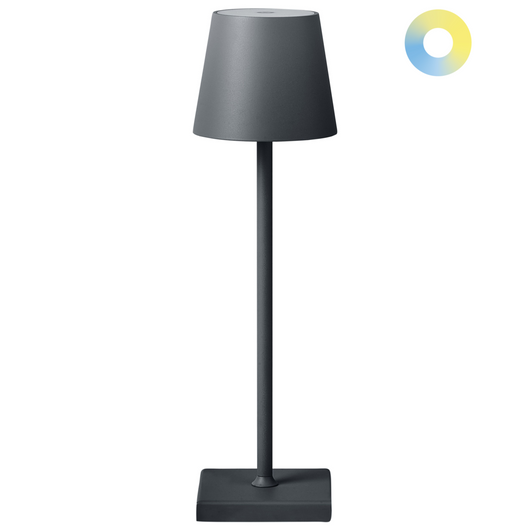 Lampada da tavolo in alluminio grigio scuro per interni e per esterni moderna con interruttore a sfioramento Cavo USB di ricarica senza fili