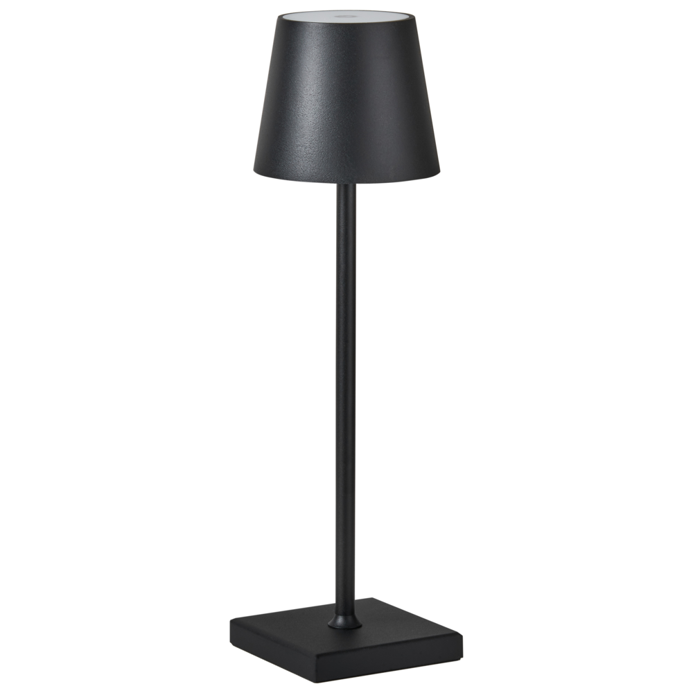 Lampada da tavolo in alluminio nero per interni e per esterni moderna con interruttore a sfioramento Cavo USB di ricarica senza fili