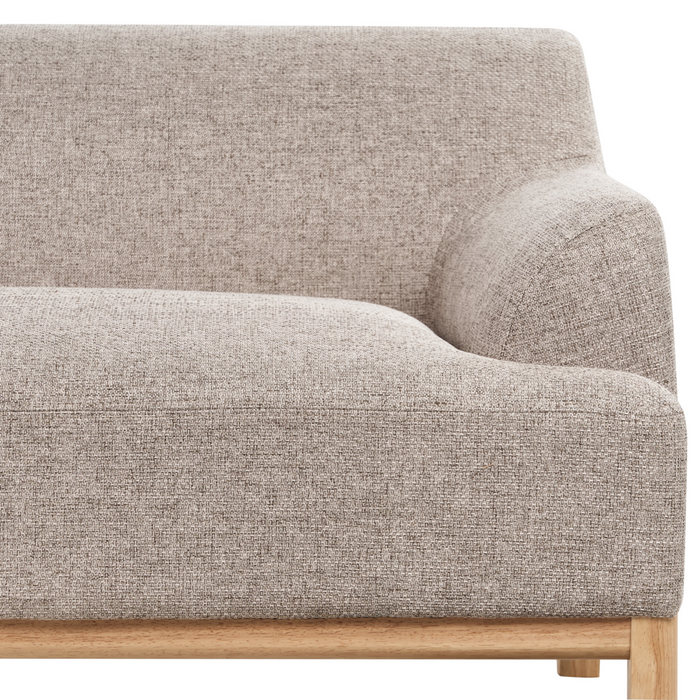 Divano angolare a destra Tessuto poliestere marrone chiaro Gambe di legno Soggiorno elegante