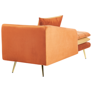 Chaise Longue Arancione Velluto versione Destra Tufted Abbottonato Spessamente Imbottito con Cuscini Mano Sinistra Mobili Soggiorno