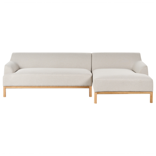 Divano angolare 3 posti in tessuto tortora chiaro lato sinistro Tessuto poliestere Gambe di legno Soggiorno