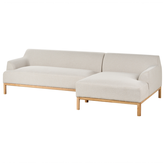 Divano angolare 3 posti in tessuto tortora chiaro lato sinistro Tessuto poliestere Gambe di legno Soggiorno