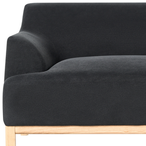 Divano angolare 3 posti in tessuto nero lato sinistro Tessuto poliestere Gambe di legno Soggiorno