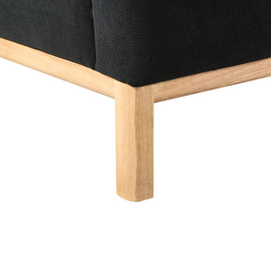 Divano angolare 3 posti in tessuto nero lato sinistro Tessuto poliestere Gambe di legno Soggiorno