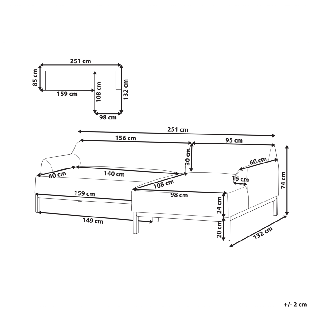 Divano angolare 3 posti in tessuto nero lato sinistro Tessuto poliestere Gambe di legno Soggiorno