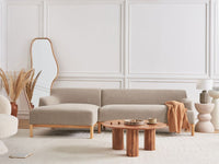 Divano angolare 3 posti in tessuto tortora lato destro Tessuto poliestere Gambe di legno Soggiorno