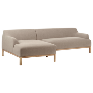 Divano angolare 3 posti in tessuto tortora lato destro Tessuto poliestere Gambe di legno Soggiorno