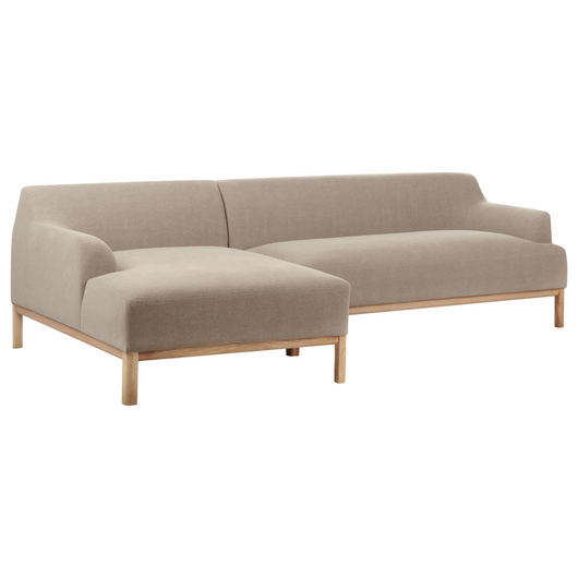 Divano angolare 3 posti in tessuto tortora lato destro Tessuto poliestere Gambe di legno Soggiorno